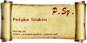 Petyka Szabin névjegykártya